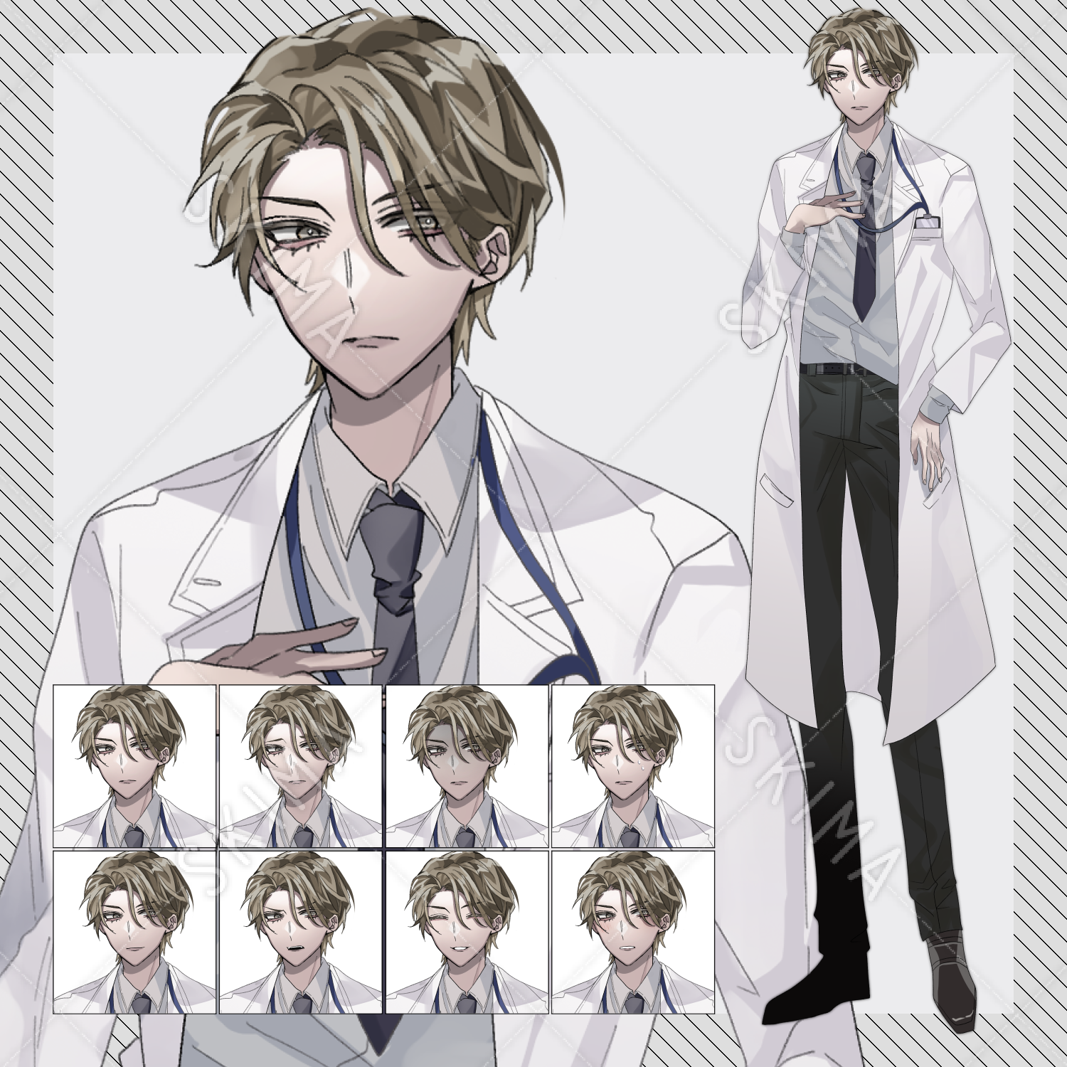 表情差分8種 医者 白衣の男性 スキマ スキルのオーダーメイドマーケット Skima