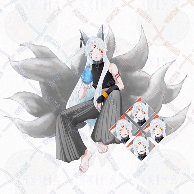 【表情差分4種】妖狐モチーフの男の子