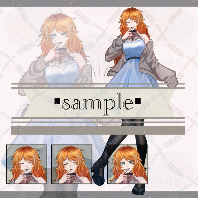 【全身立ち絵】糸目の女性