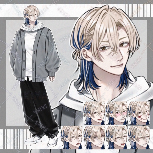 【立ち絵】青×金髪/男性キャラ【表情9種】