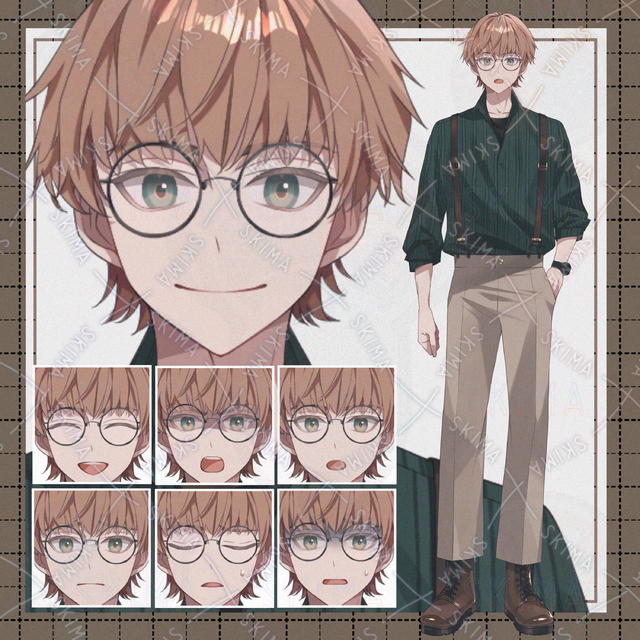 【表情７種】眼鏡の男性