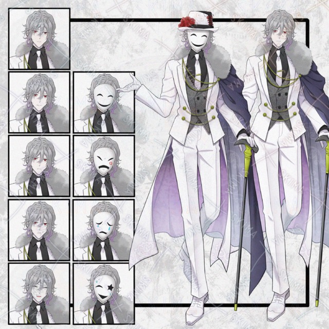 仮面の男　素顔表情5種+仮面4種+帽子1種