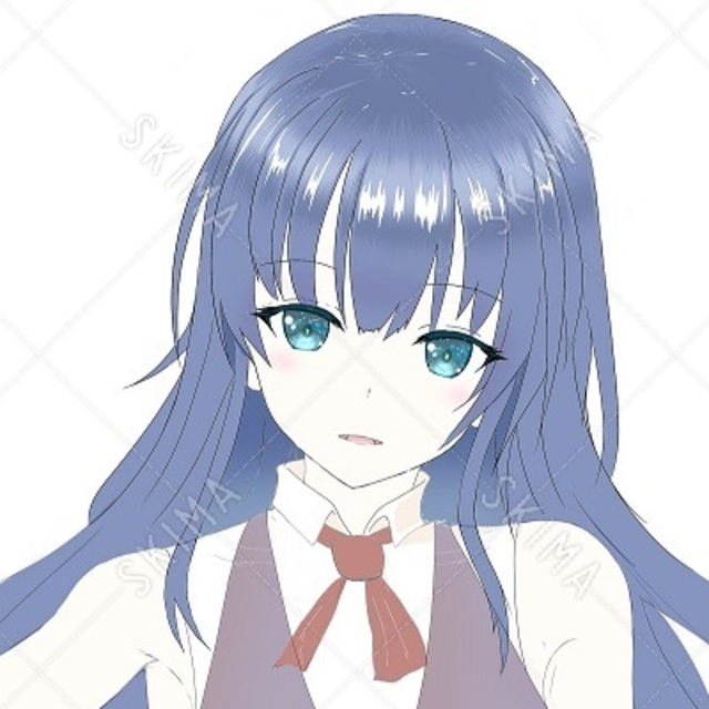 ＳＮＳアイコン　青髪女性