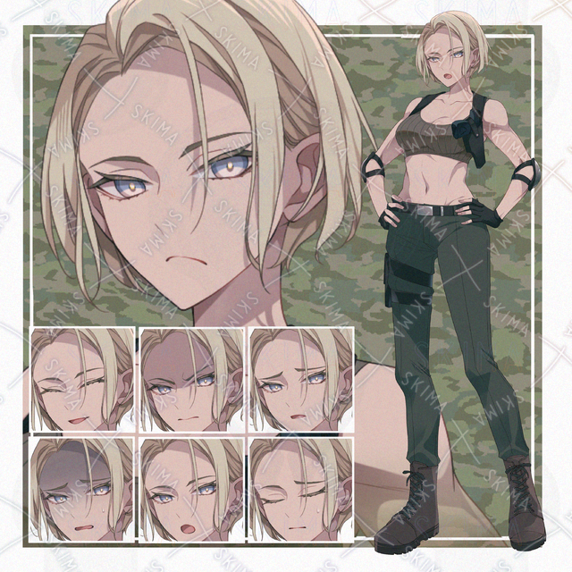 【表情７種】金髪の女性