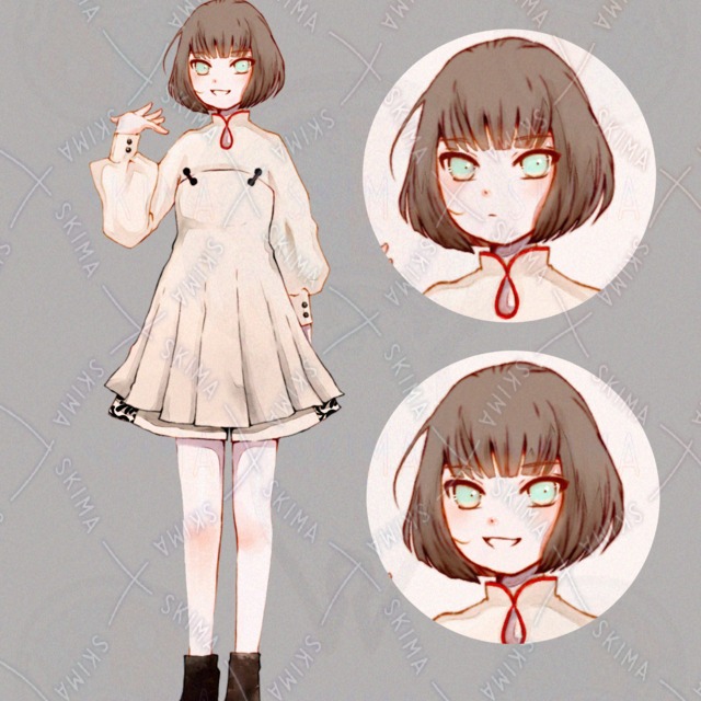 opt販売　チャイナ風女の子表情２種　色差分⁺帽子付き