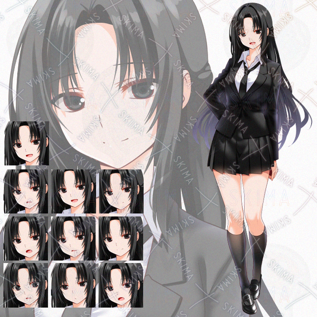 【表情10種】黒髪ロングブレザー少女