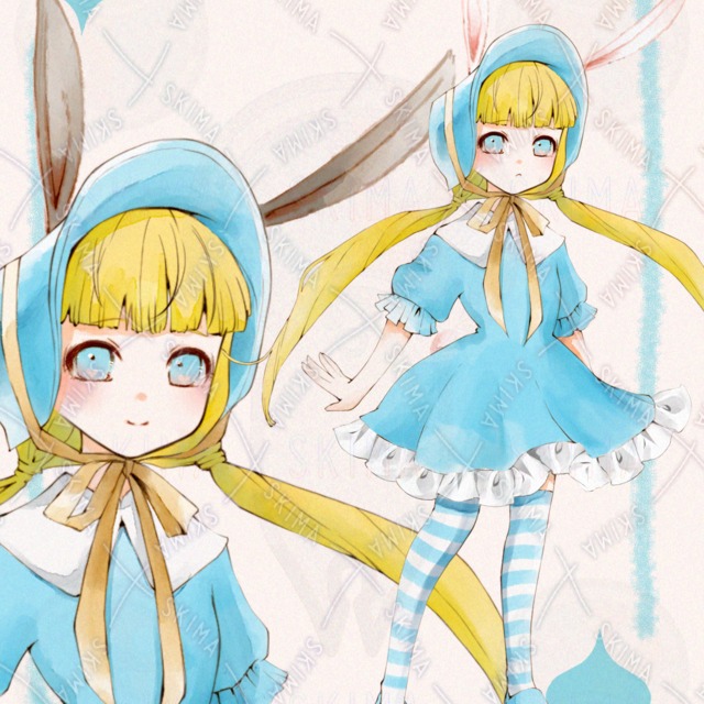 ボンネットうさぎ表情２種＋耳差分付き