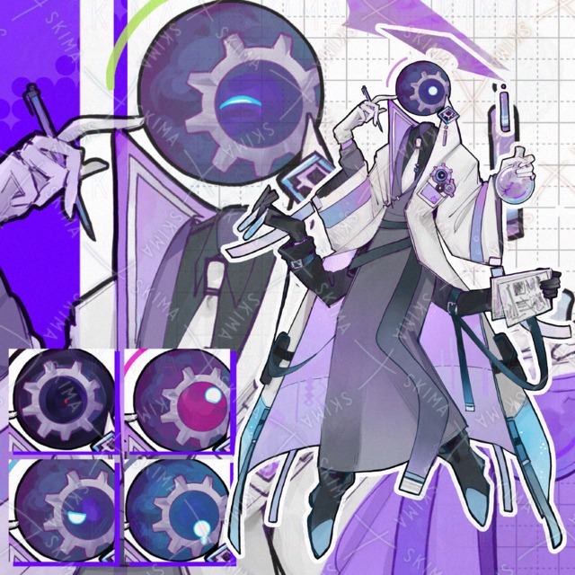 科学者の異形頭さん【表情差分8種】