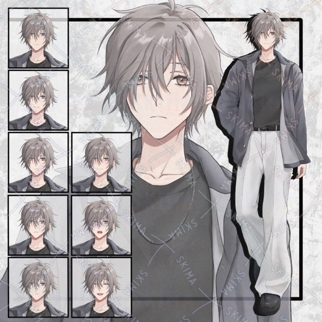 カジュアルな男性立ち絵　表情8種