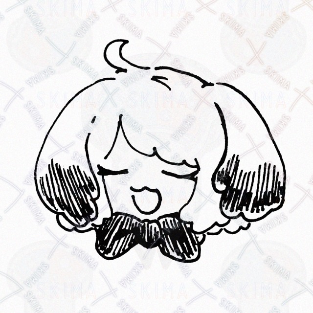 Hand drawn monochrome SNS icon illustration of a girl with bunny ears 的商品圖片第 2 張