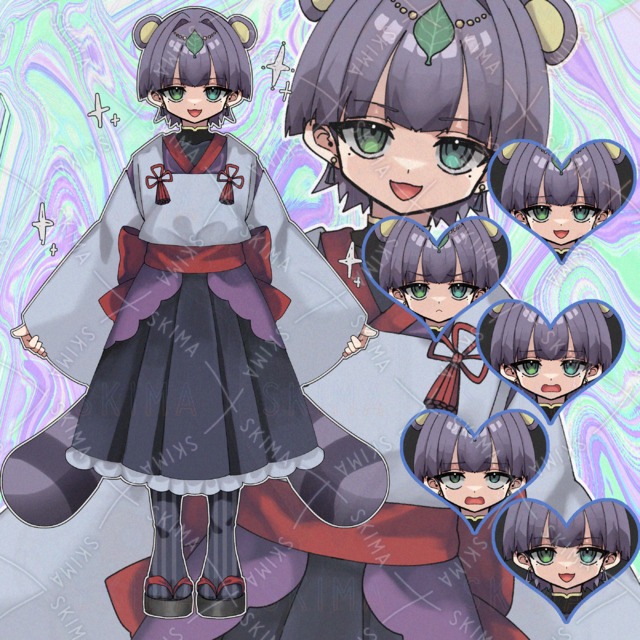 和服姿の狸くん