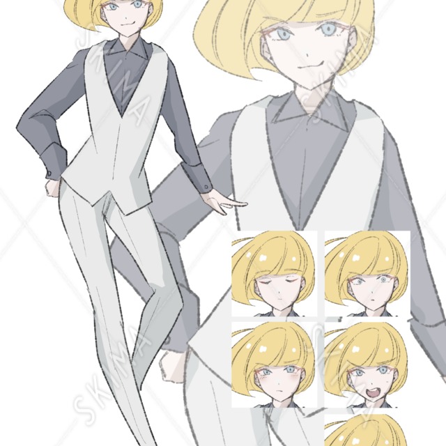 男の子 スーツ 全身立ち絵【表情差分6種】