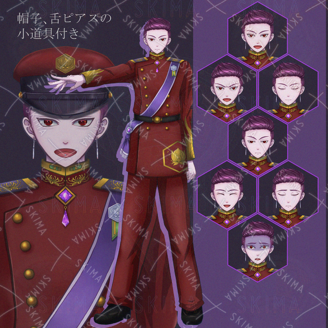 【表情8種＋小道具2種】軍服男性