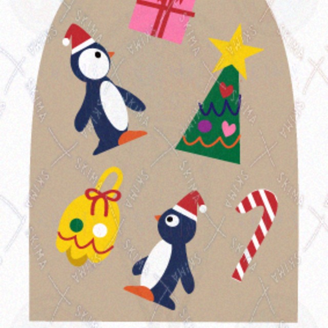 ポストカード　クリスマス2025ペンギンイラスト