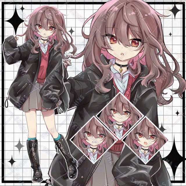 革ジャンの女の子【表情4種類】