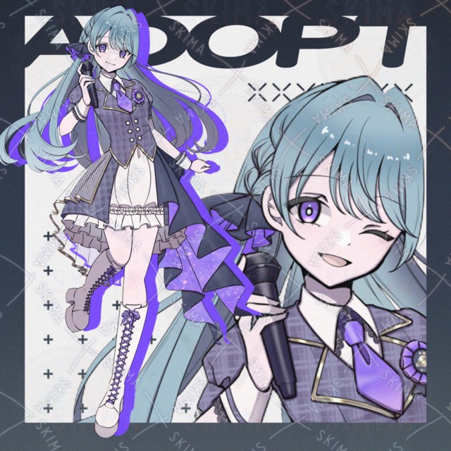 アイドル/惑星モチーフ/マイク/水色髪【表情10種類】