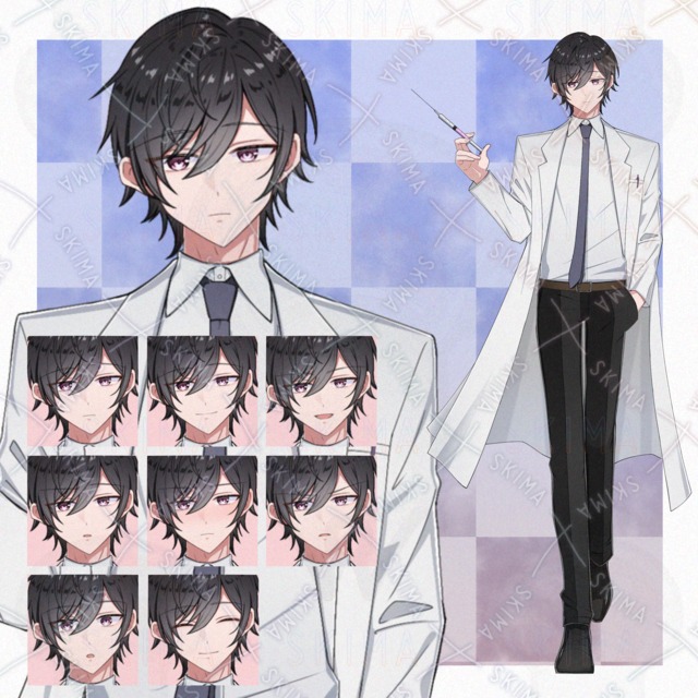 表情差分8枚＋注射器（着脱可）男性キャラ　立ち絵