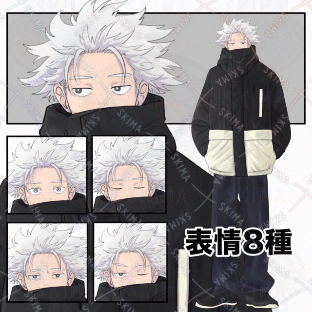 【表情8種】白髪の男性