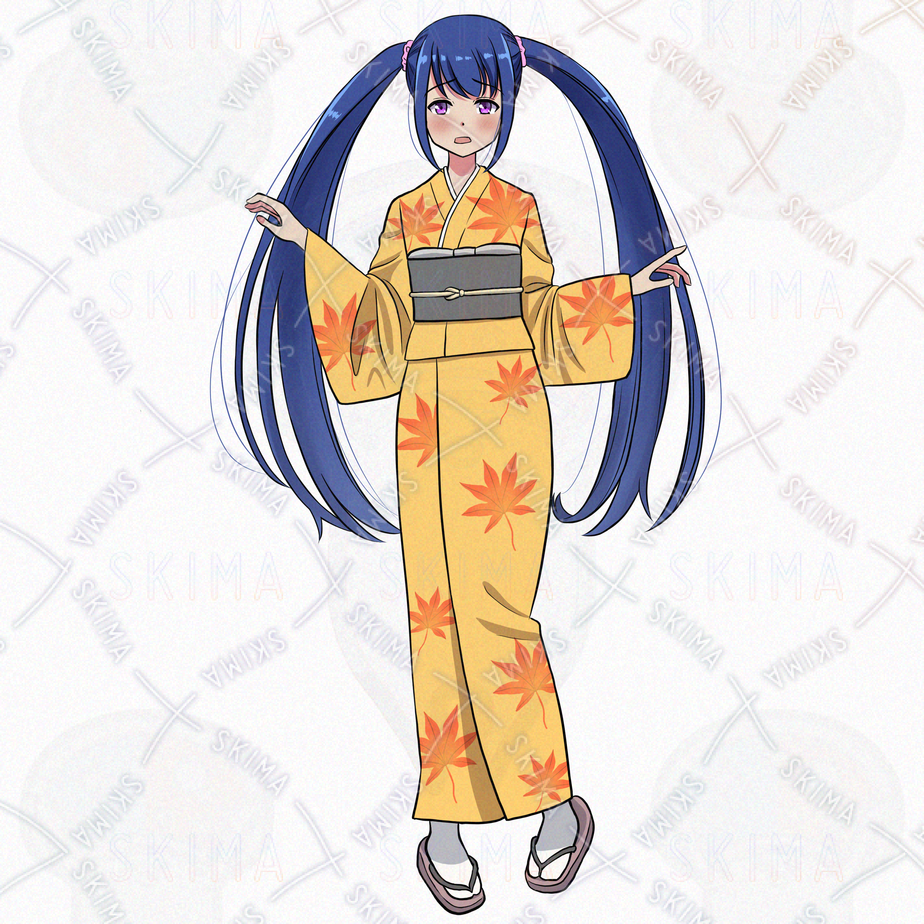 着物の女性キャラクター 印刷物 着物の女の子 | SKIMA（スキマ）