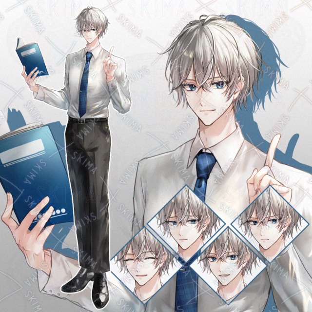 【SALE】本を持つ男性【表情差分7種】