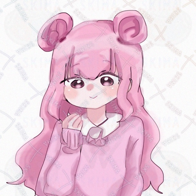 【アイコン】ピンクお団子女子