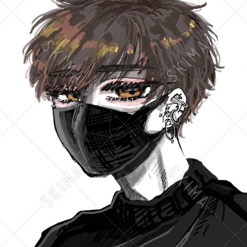黒マスクの男性のドローイング スキマ スキルのオーダーメイドマーケット Skima