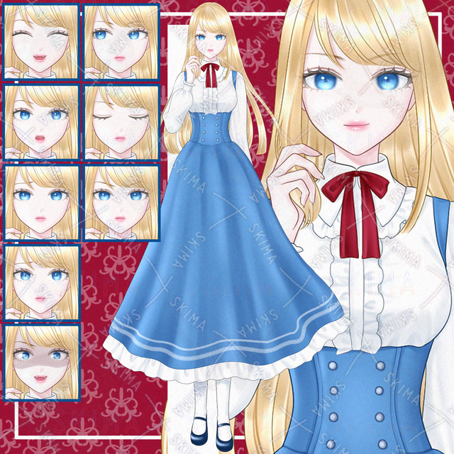 【表情10種】金髪の女性の全身立ち絵