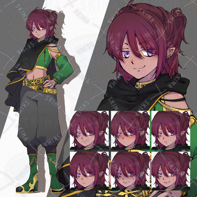 【表情差分6種】ダークエルフ立ち絵