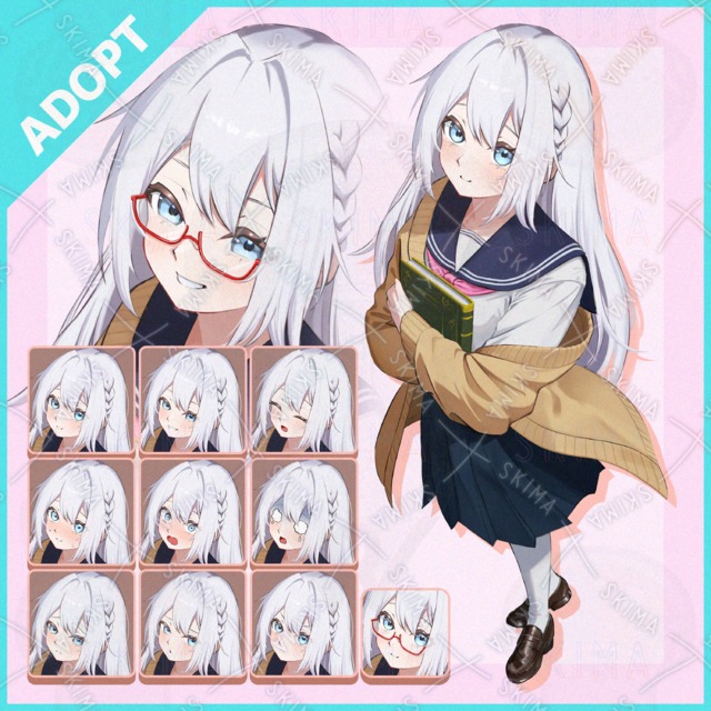 【表情差分9種+メガネ】制服女子
