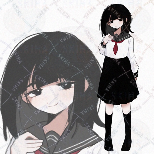 黒髪黒セーラーの女の子