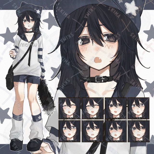 【表情差分10種】ケモ耳帽子の女の子