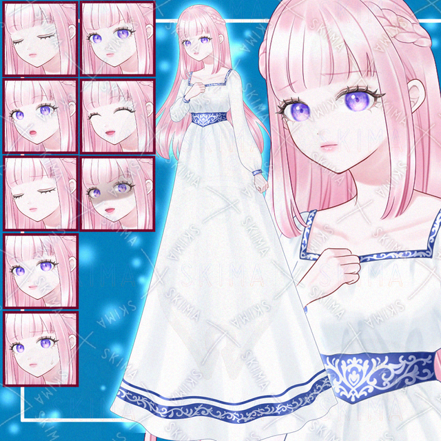 【表情10種】ピンク髪の少女