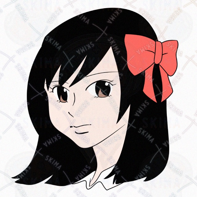 リボンをつけた女の子のアイコンイラスト