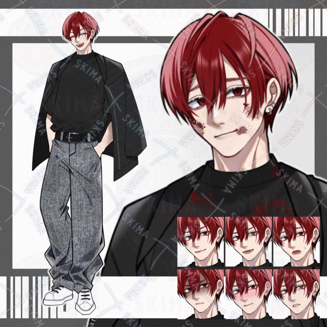 ★【立ち絵】赤髪/男性キャラ【表情8種】