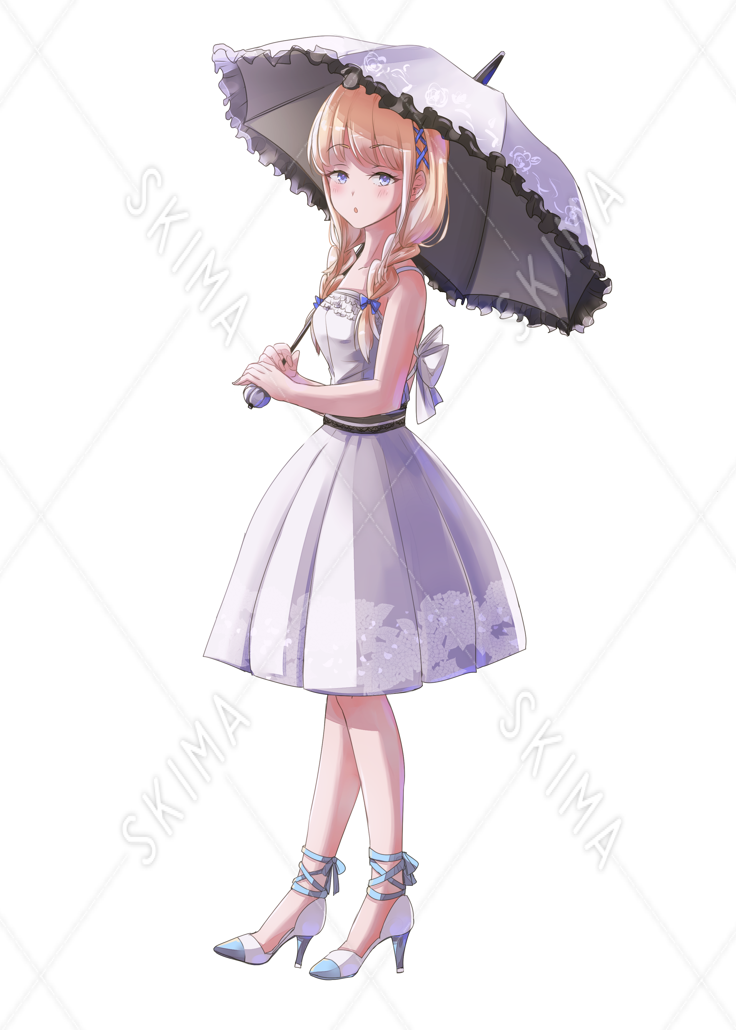 傘 白ワンピース 少女 表情6種 B5サイズ スキマ スキルのオーダーメイドマーケット Skima