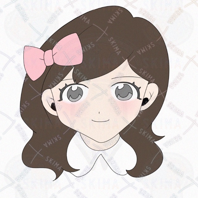 リボンをつけた女の子のアイコンイラスト