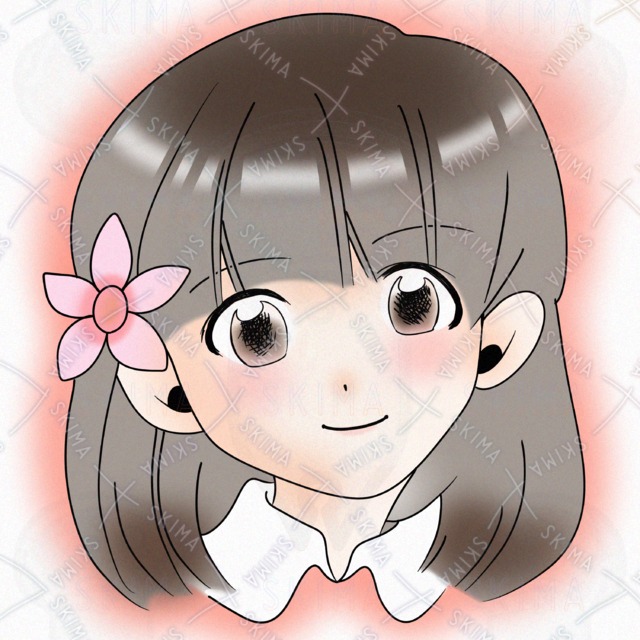 花の髪飾りをつけた女の子のイラスト