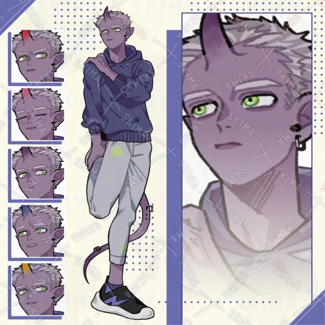 【表情6種】ツノの色が変わる人外