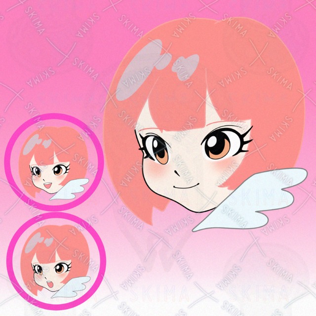 ピンク髪の女の子のアイコンイラスト