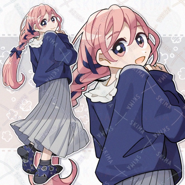 編み込みリボンの子（表情7種）