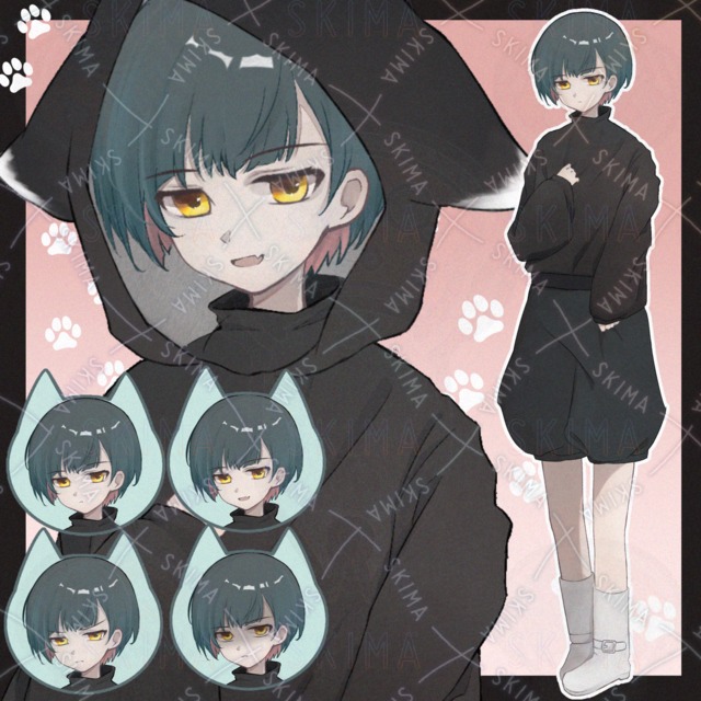 猫耳パーカー【表情4種】