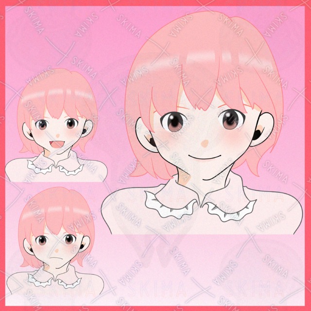 ピンク髪の美少女のアイコンイラスト