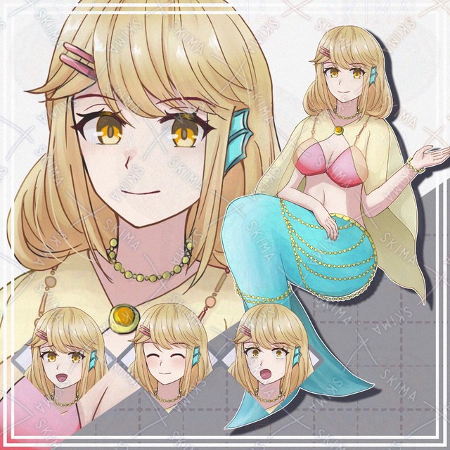 【表情10種】金髪人魚の女の子【立ち絵】