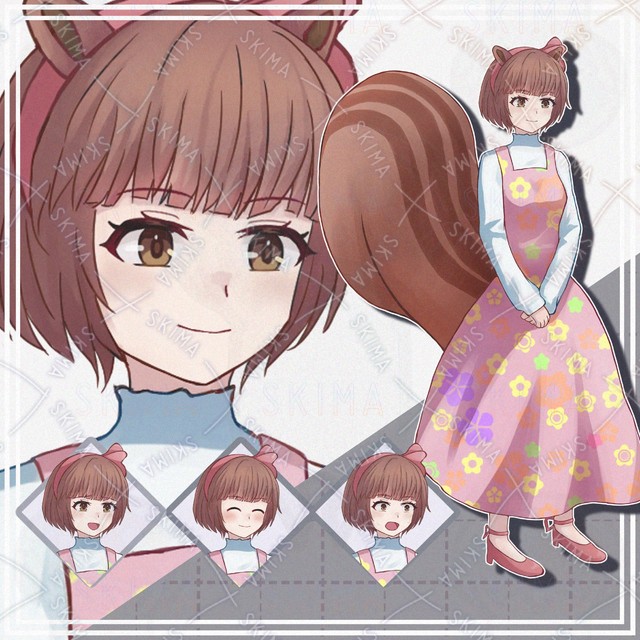 【表情9種＋オマケ】リス耳尻尾付き女の子【立ち絵】