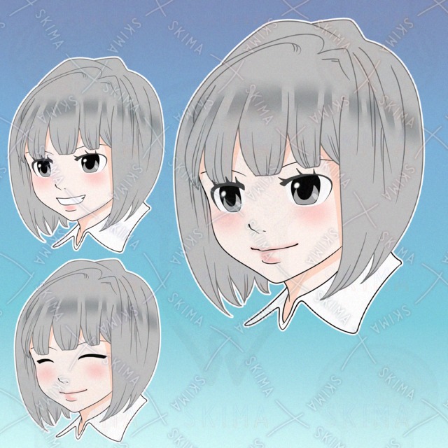 銀髪の可愛い女の子のアイコンイラスト