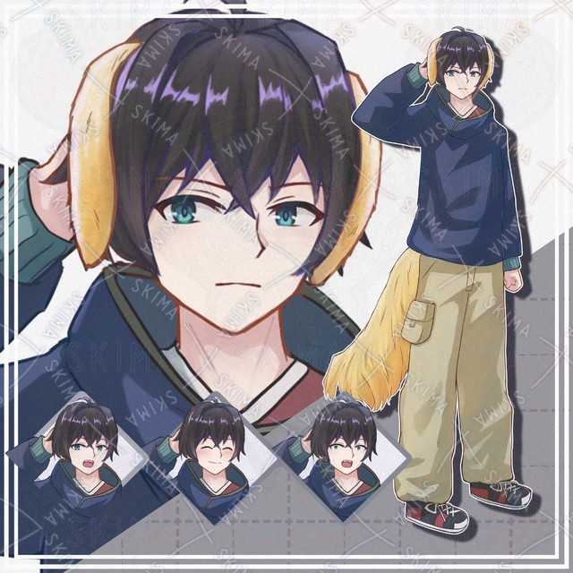 【表情9種＋オマケ】犬耳尻尾付き私服男子【立ち絵】