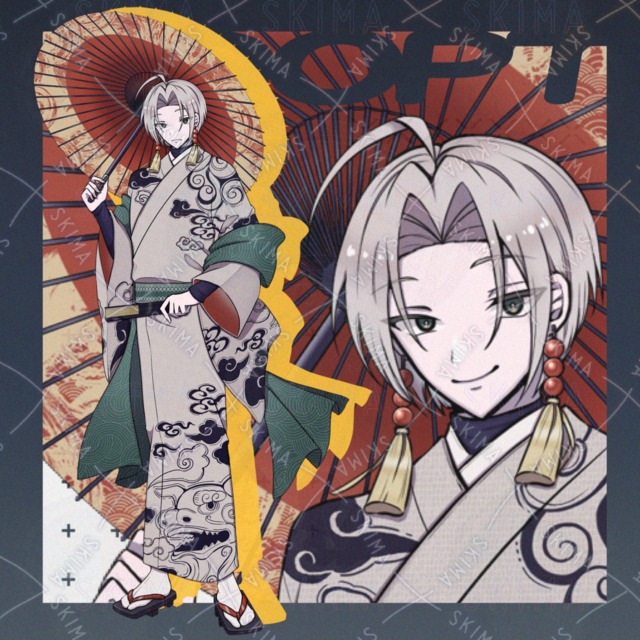 獅子舞柄/落語家/着物/番傘/扇子【表情10種類】