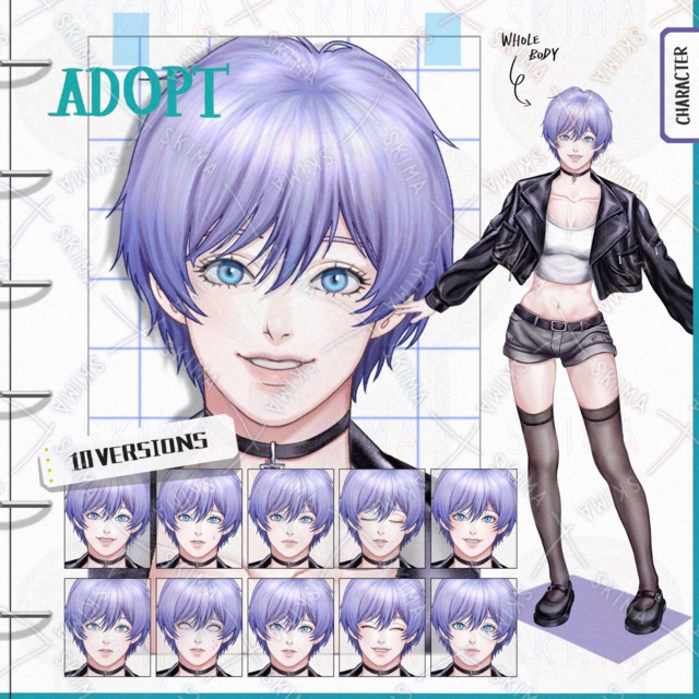 【表情10種】革ジャンを着た女の子