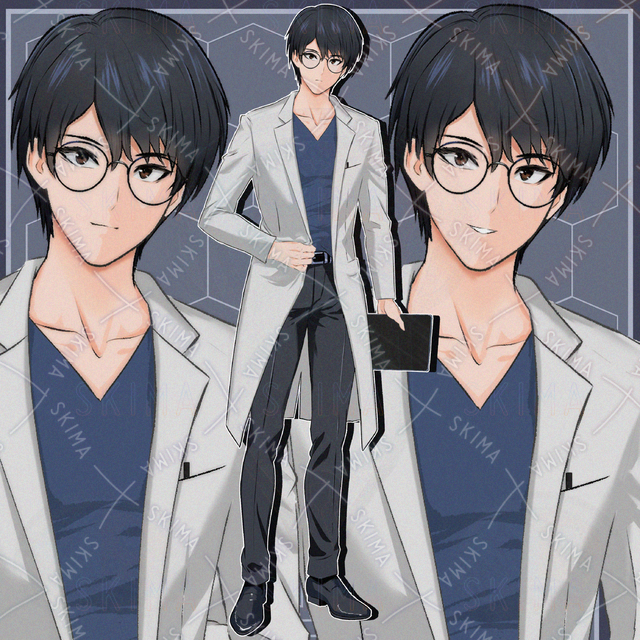 白衣を着た男性【表情10種】