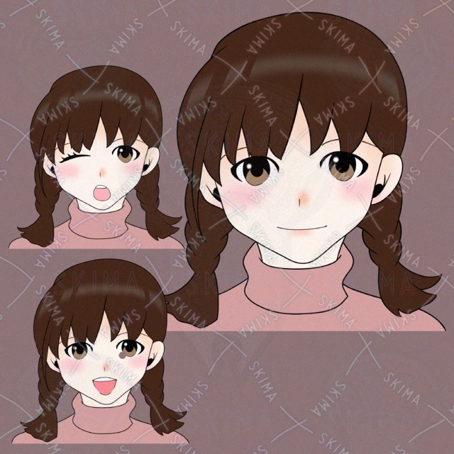 三つ編みの女の子のアイコンイラスト